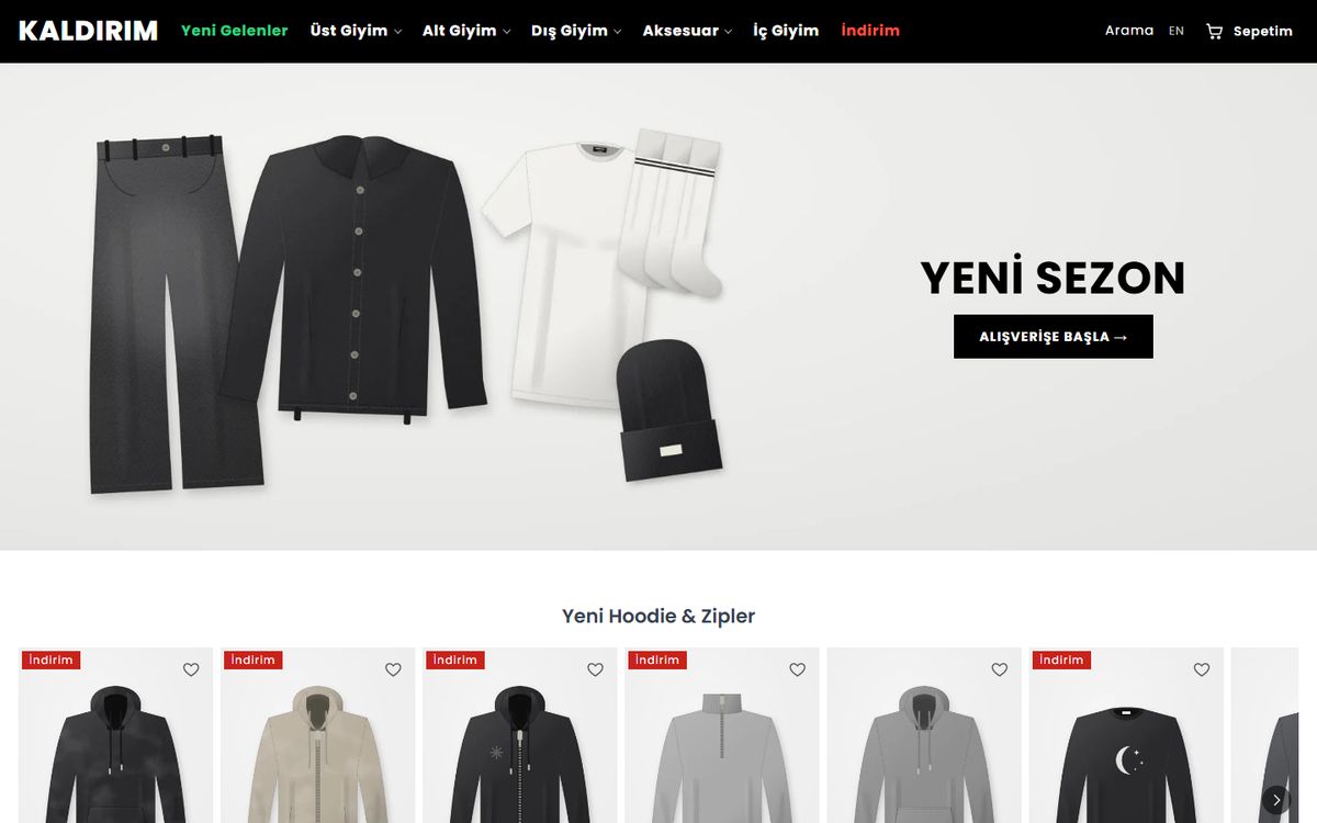 Kodluxe Erkek Giyim V1 teması — canlı demo görünümü