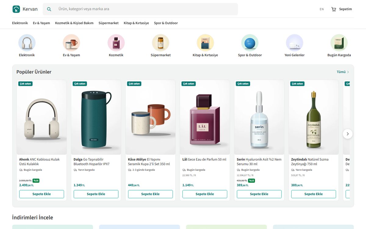 Kodluxe E-Ticaret V2 teması — canlı demo görünümü