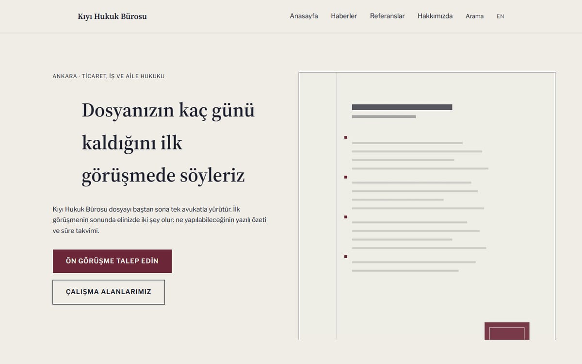 Kodluxe Hukuk V1 teması — canlı demo görünümü