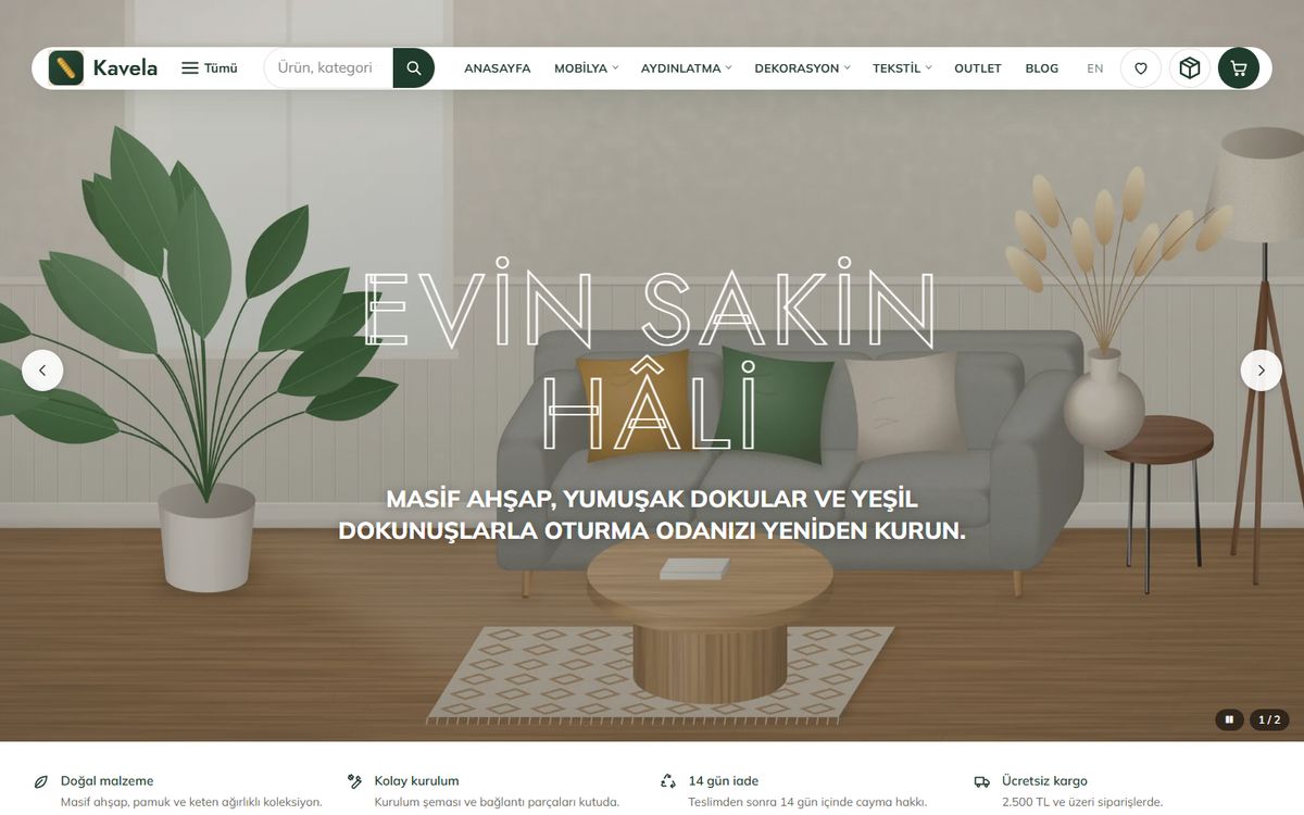 Kodluxe Mobilya V1 teması — canlı demo görünümü