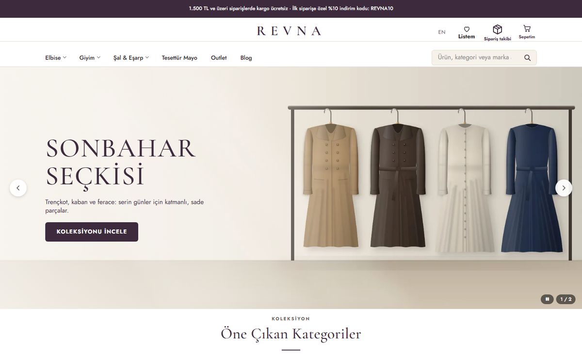 Kodluxe Tesettür V1 teması — canlı demo görünümü